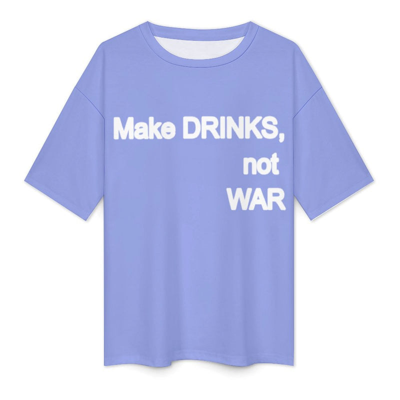 Men's Make Drinks Not War Typography Oversized T-shirt