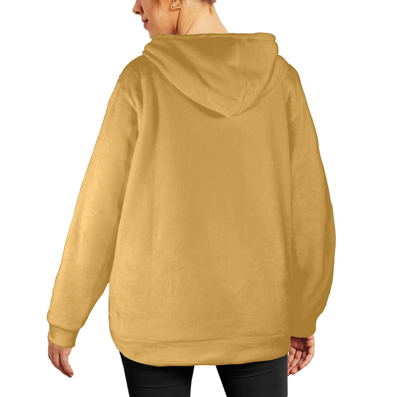 Women's Earth Yellow Solid Flannel Hoodie