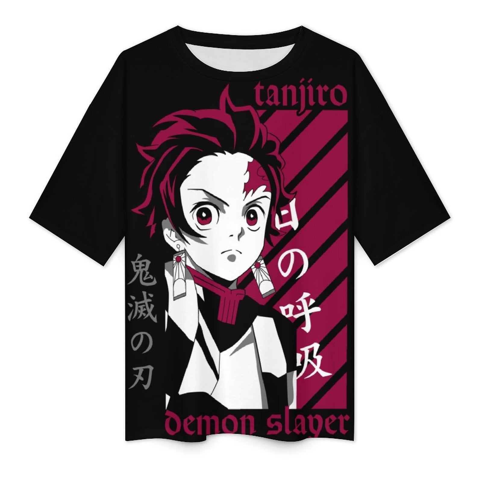 Women's Tanjiro Potrait Demon Slayer Anime Oversized T-shirt