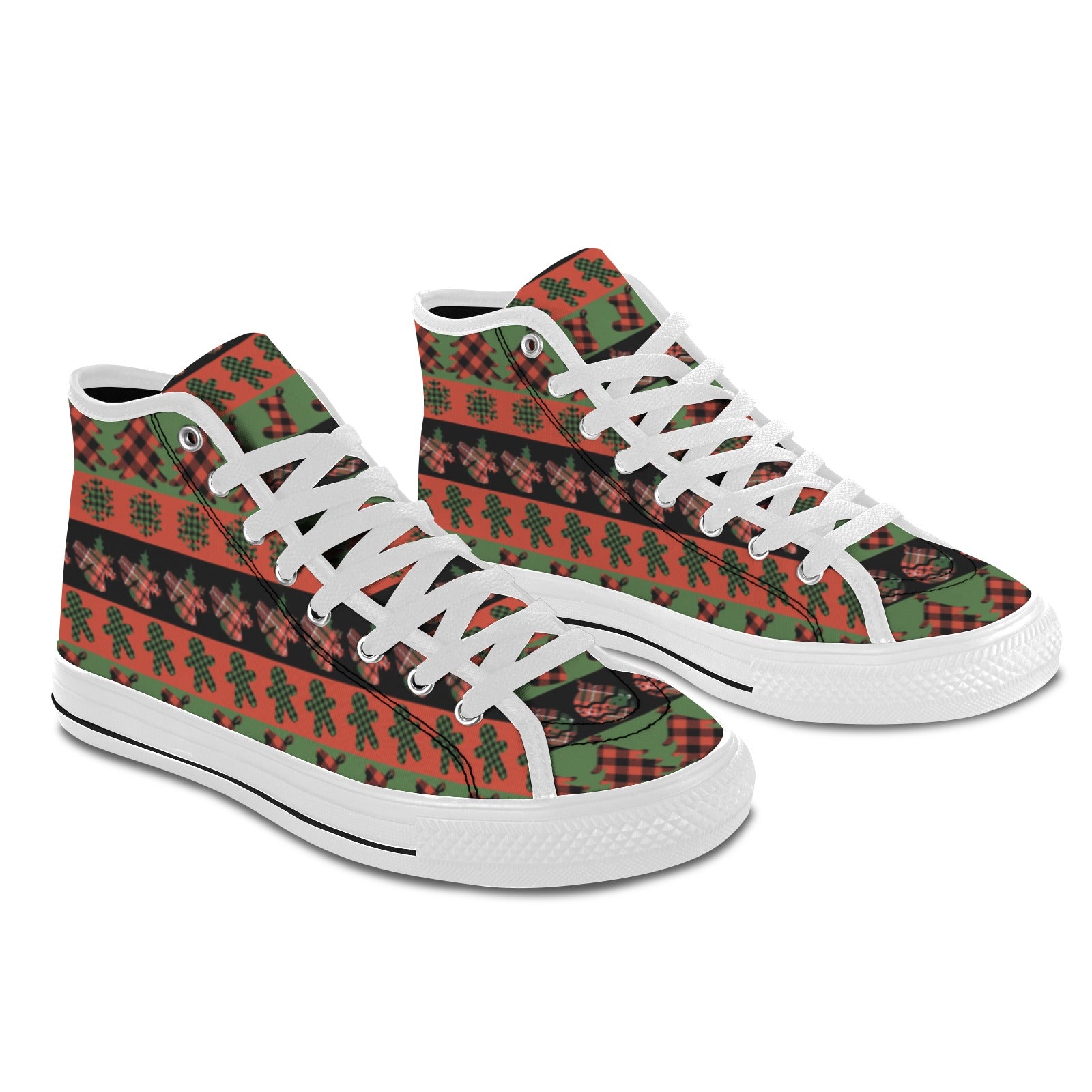 Men's Christmas Stripped Abstract High Top Shoes