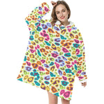 Women's Colorful Cheetah Print Abstract Blanket Hoodie