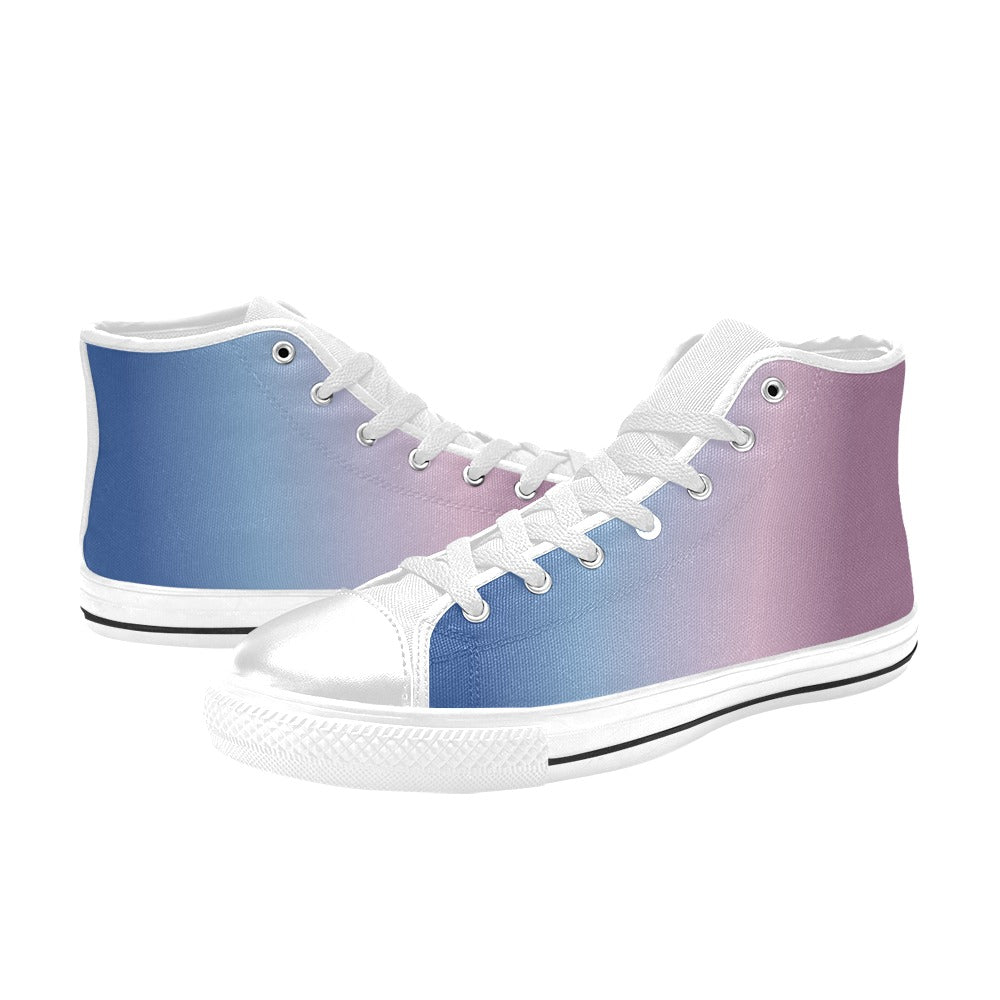 Men's Blue Pink Hue Solid High Top Shoes