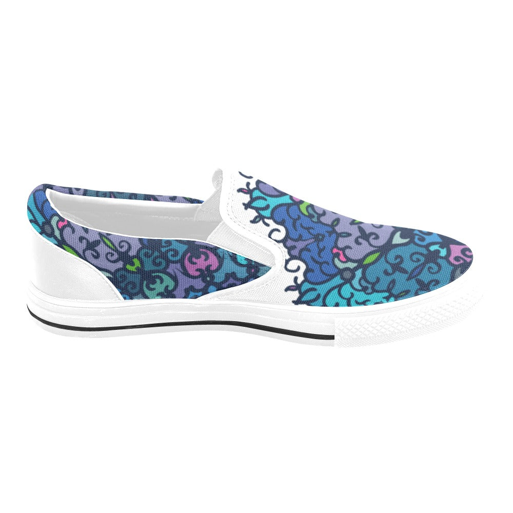 Women's Cosmic Blue Swirl Abstract Slip-on Shoes