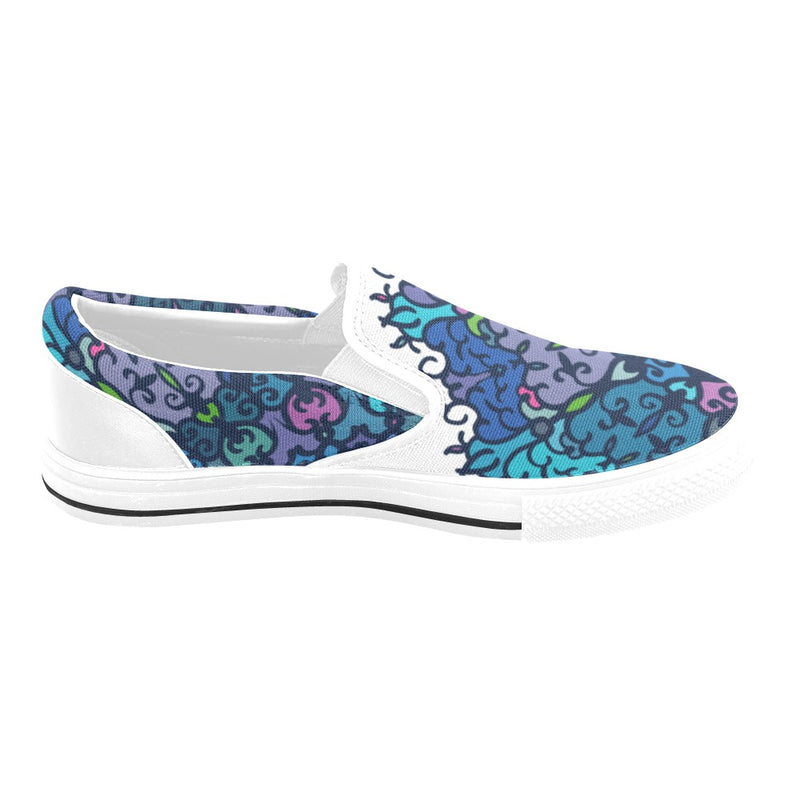 Women's Cosmic Blue Swirl Abstract Slip-on Shoes