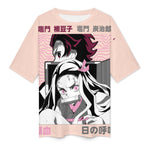 Women's Nezuko & Tanjiro Demon Slayer Anime Oversized T-shirt