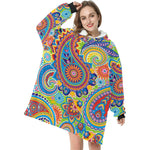 Women's Traditional Asian Paisley Pattern Elements Abstract Blanket Hoodie