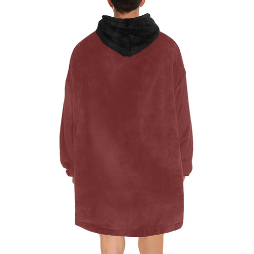 Men's Wine & Black Solid Blanket Hoodie