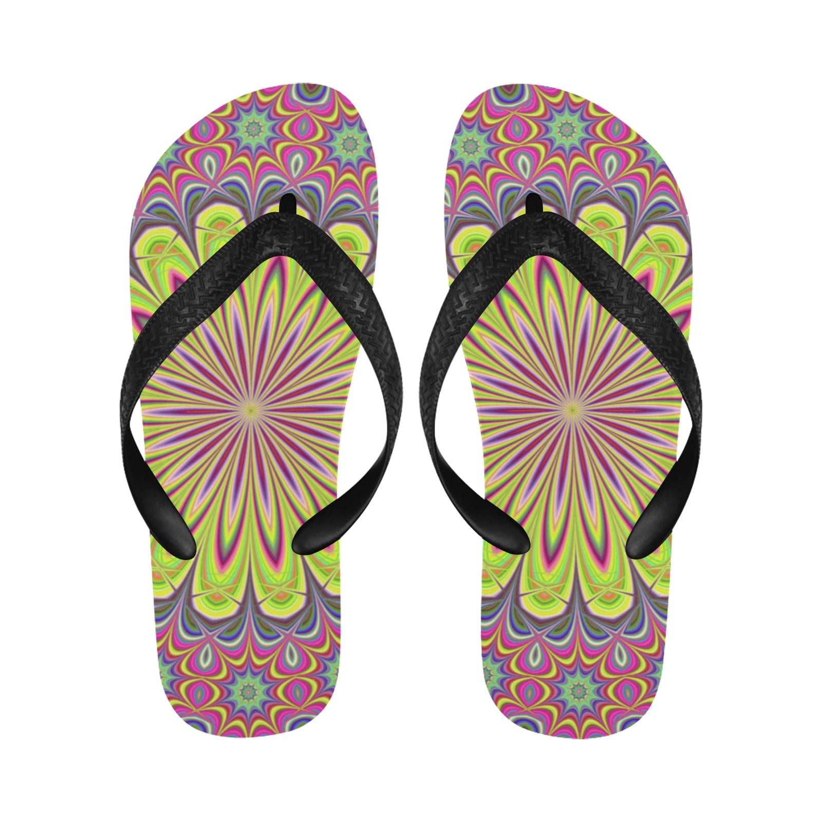 Men's Psychedelic Starburst Abstract Flip Flops