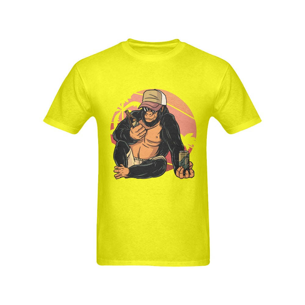 Men's Monkey With Wine Streetwear Classic Fit T-shirt