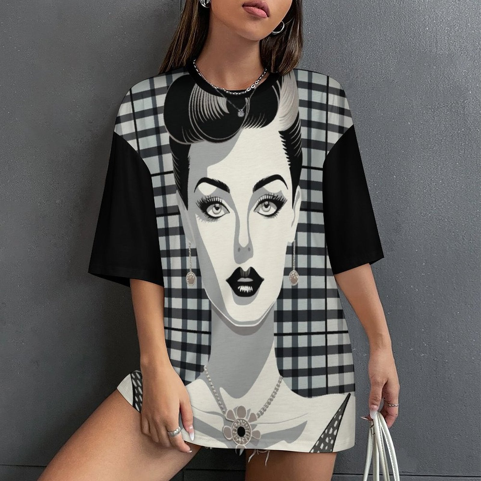 Women's Vintage Pin-up Style Abstract Oversized T-shirt