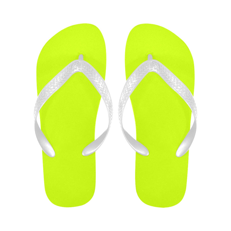Men's Fluorescent Yellow Solid Flip Flops