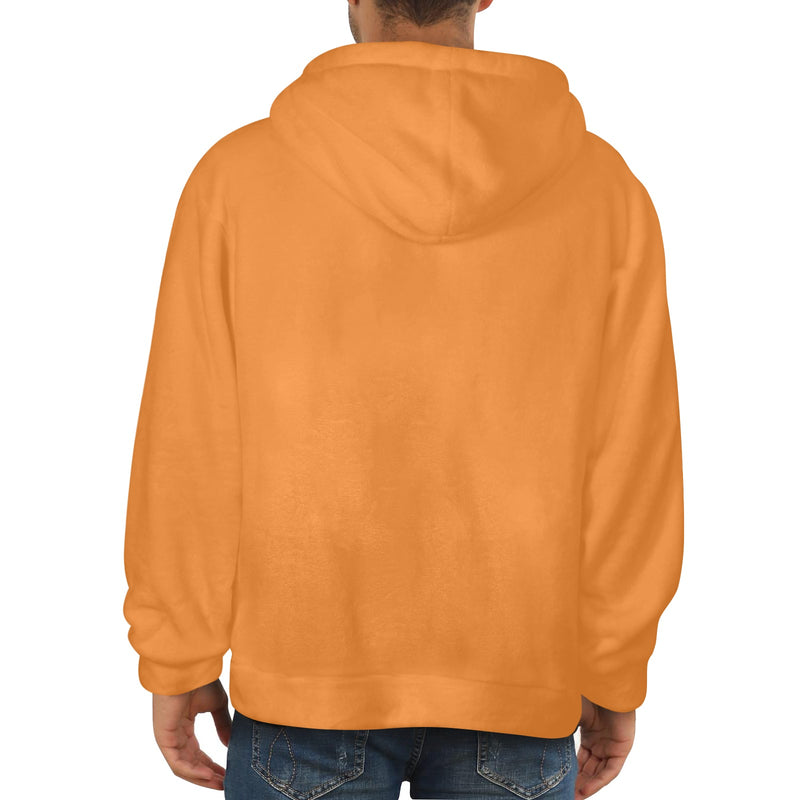 Men's Carrot Orange Solid Flannel Hoodie