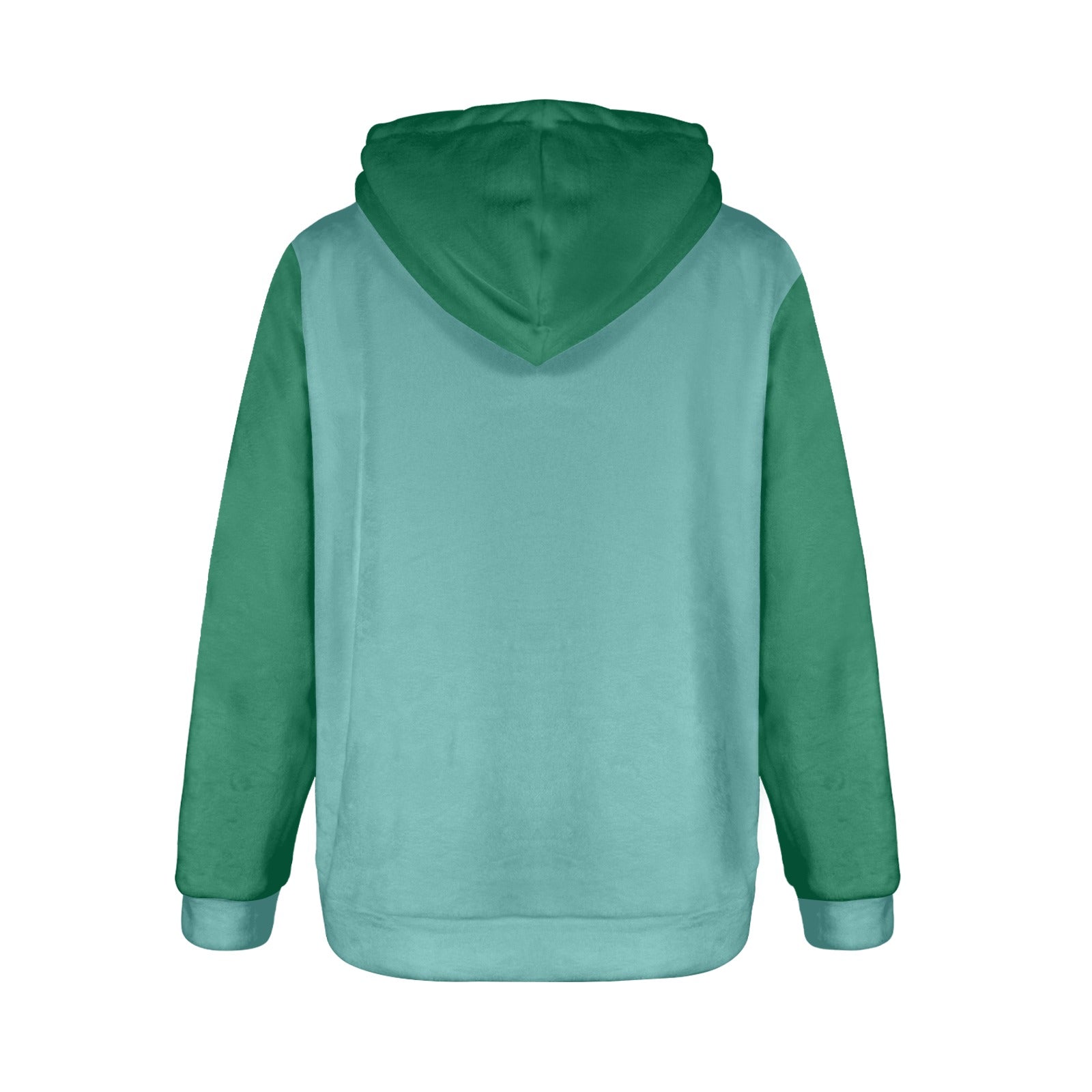 Women's Teal Blue & Bottle Green Solid Flannel Hoodie