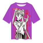 Women's Sailor Moon Fun Mode Anime Oversized T-shirt
