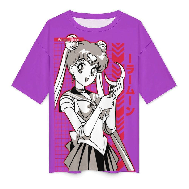 Women's Sailor Moon Fun Mode Anime Oversized T-shirt