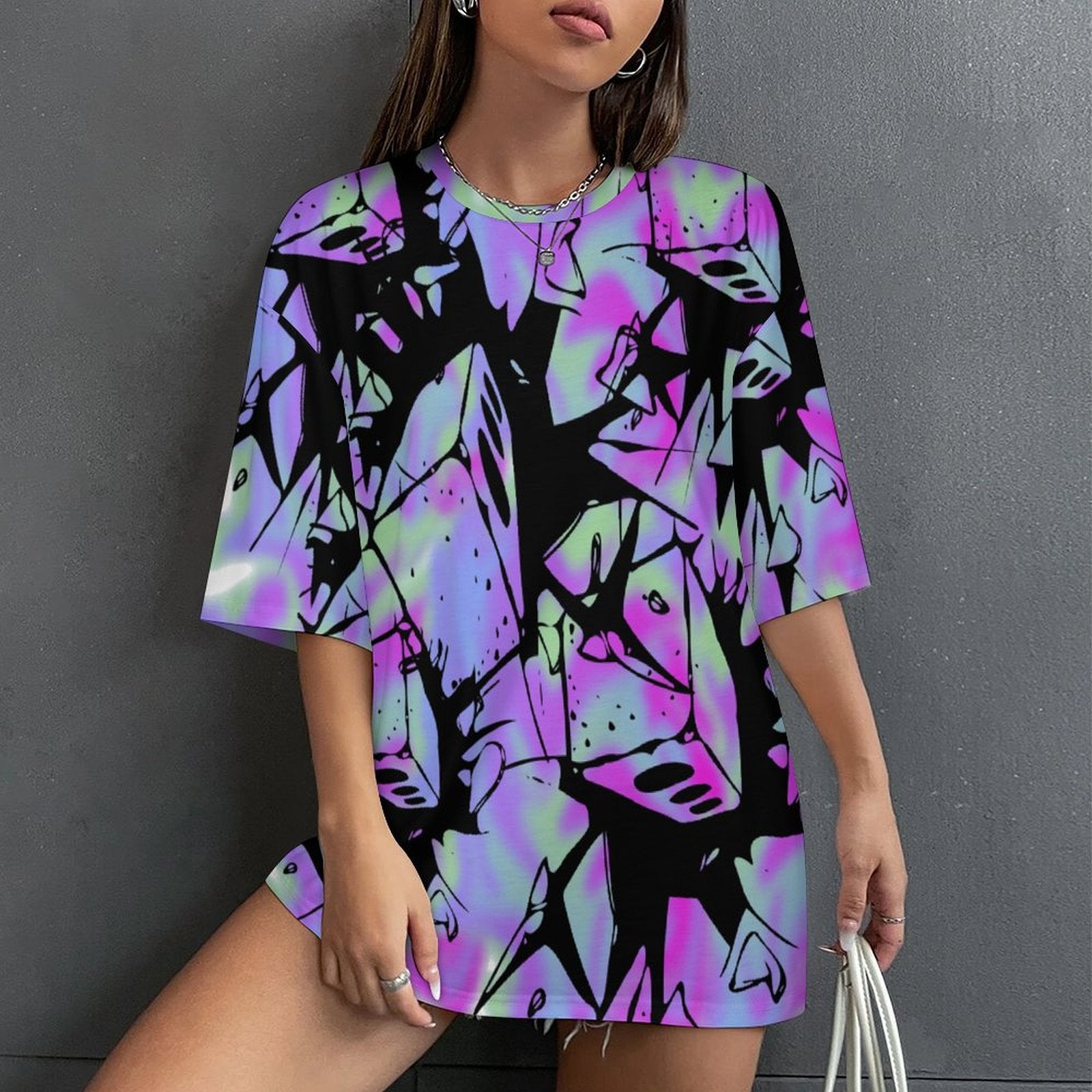 Women's Psychedelic Synthwave Acid & Punk Oversized T-shirt