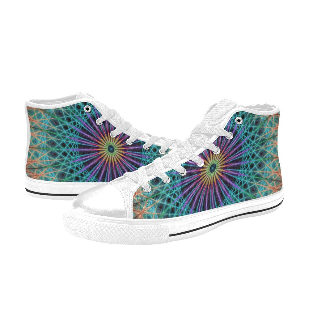 Women's Aurora Fractal Abstract High Top Shoes