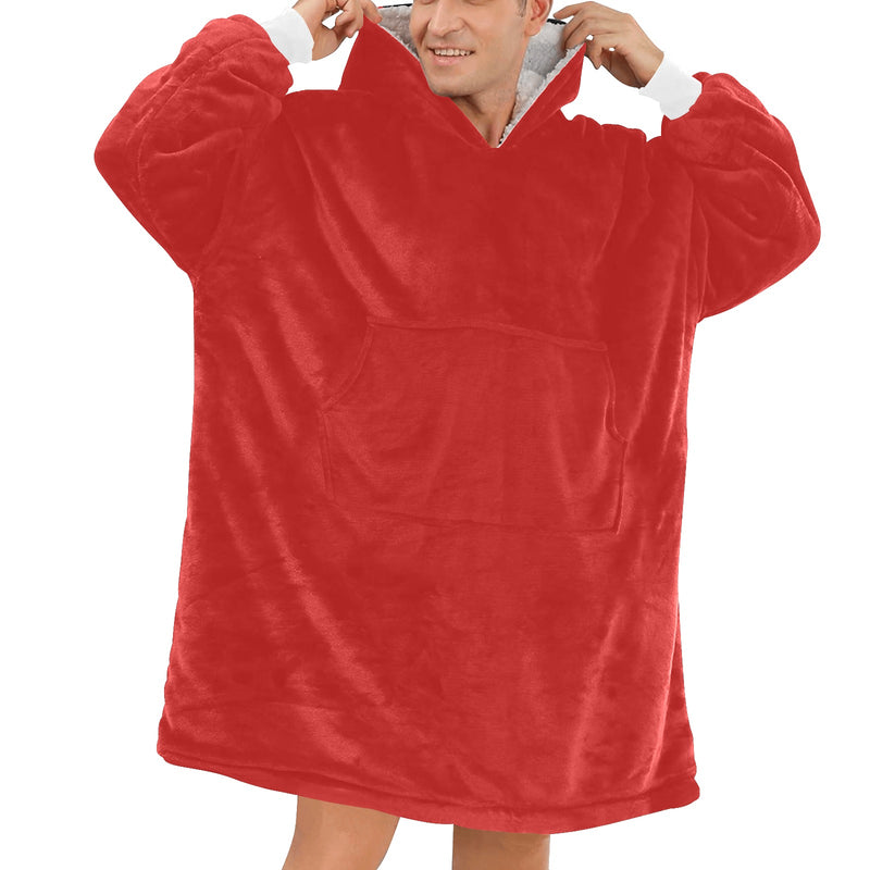 Men's Firebrick Red Solid Blanket Hoodie