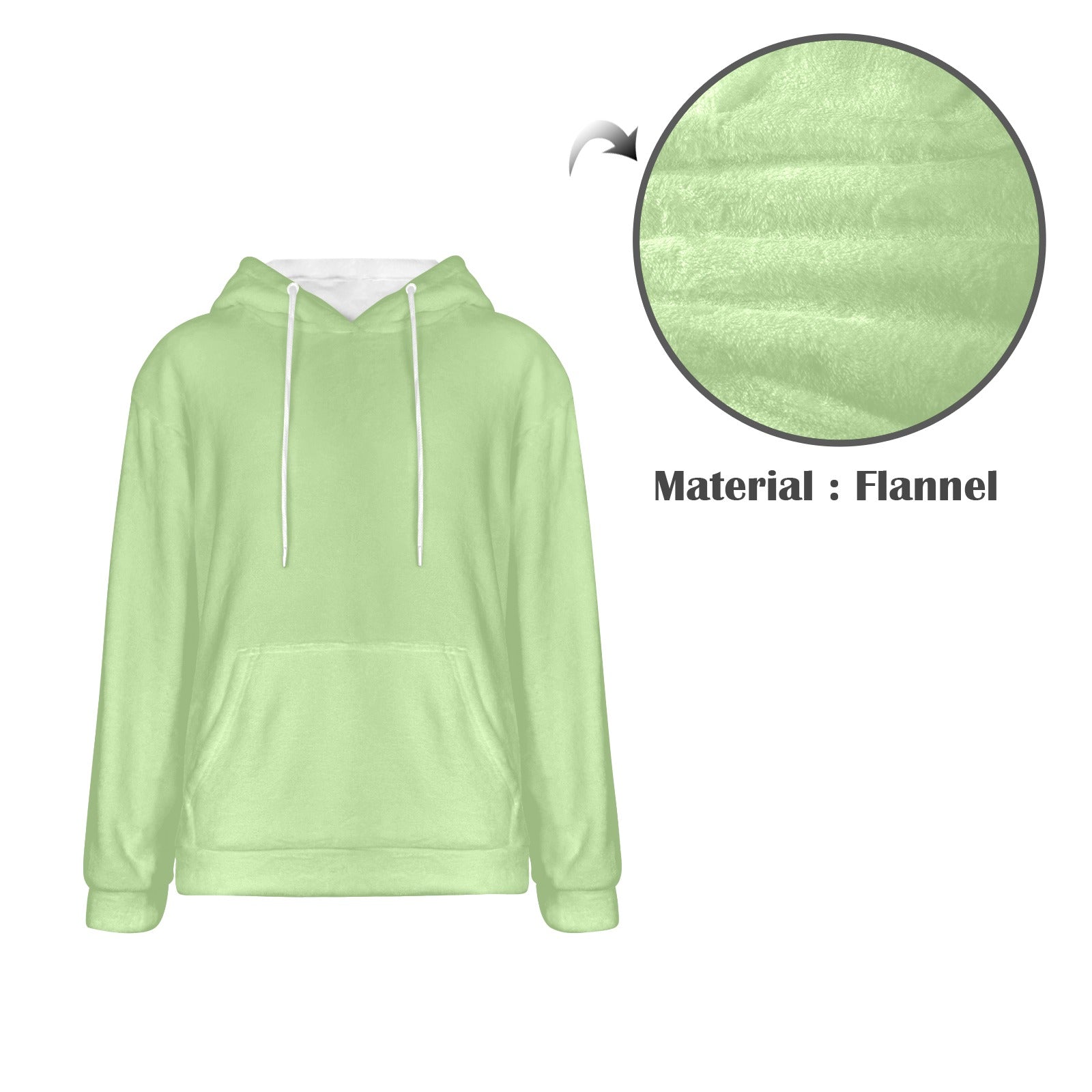 Men's Tea Green Solid Flannel Hoodie