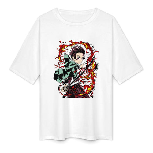 Men's Tanjiro Sword Demon Slayer Anime Oversized T-shirt