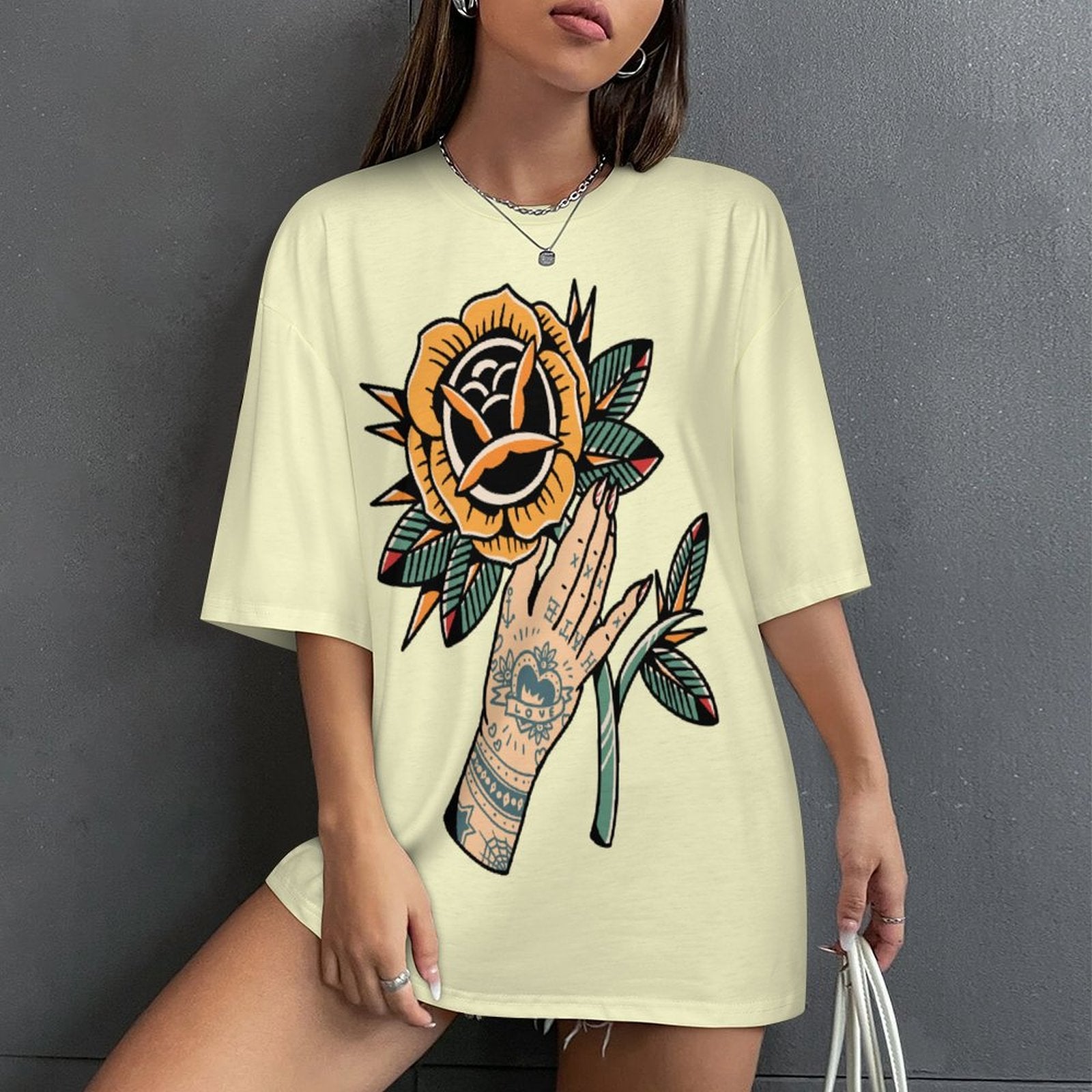 Women's Flower Power Acid & Punk Oversized T-shirt