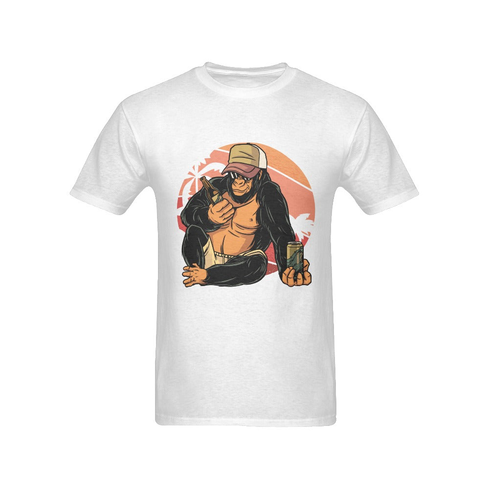 Men's Monkey With Wine Streetwear Classic Fit T-shirt
