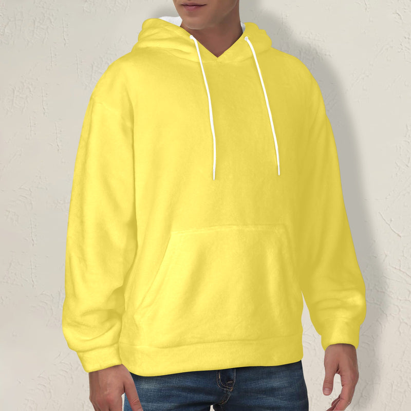 Men's Yellow Solid Flannel Hoodie