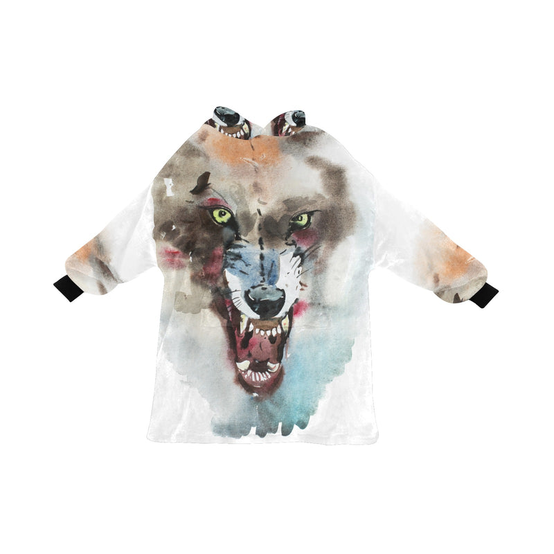 Men's Angry Wolf Abstract Blanket Hoodie