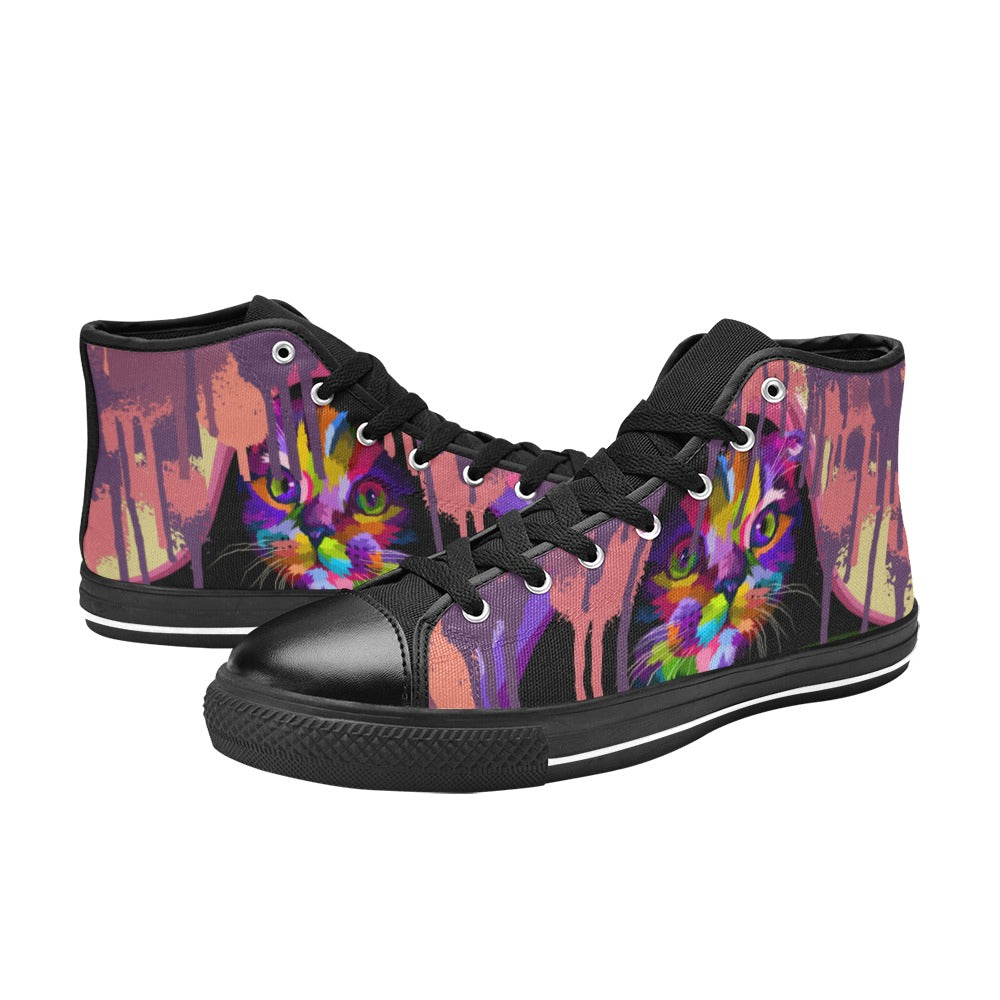 Women's Funky Cat Abstract High Top Shoes