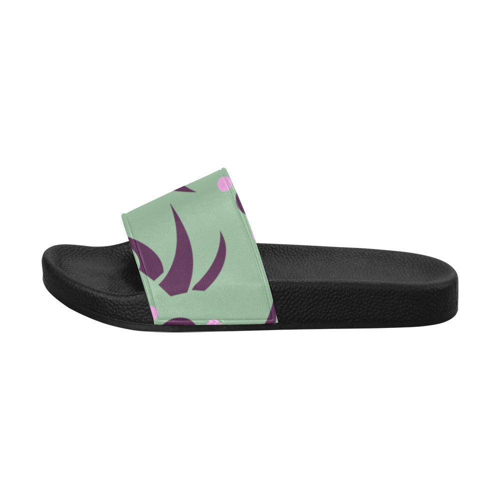 Women's Mint Leaf Swirl Abstract Slider Sandals