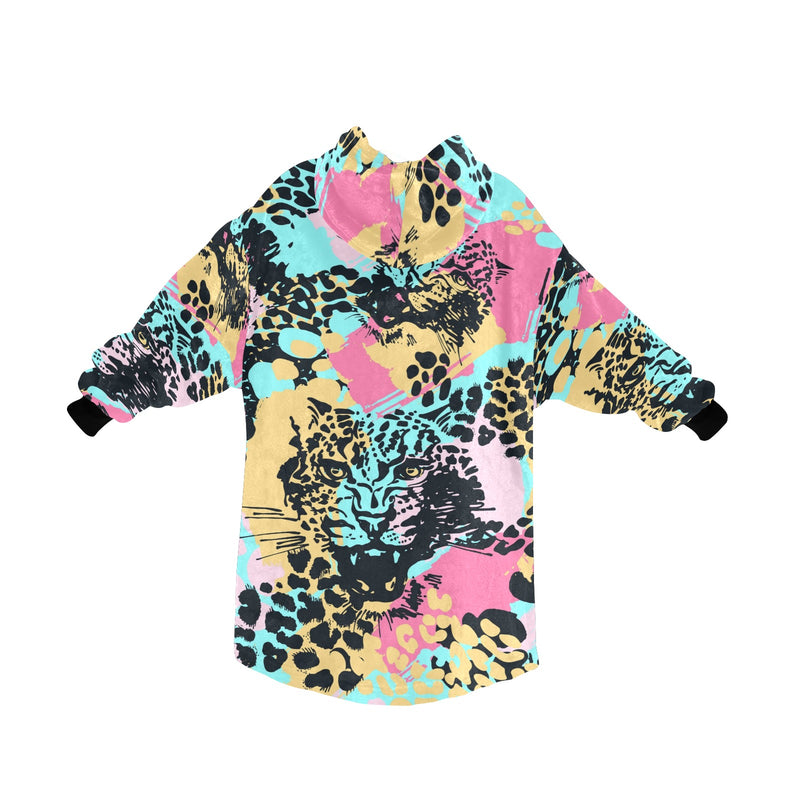 Women's Abstract Leopard Print Blanket Hoodie