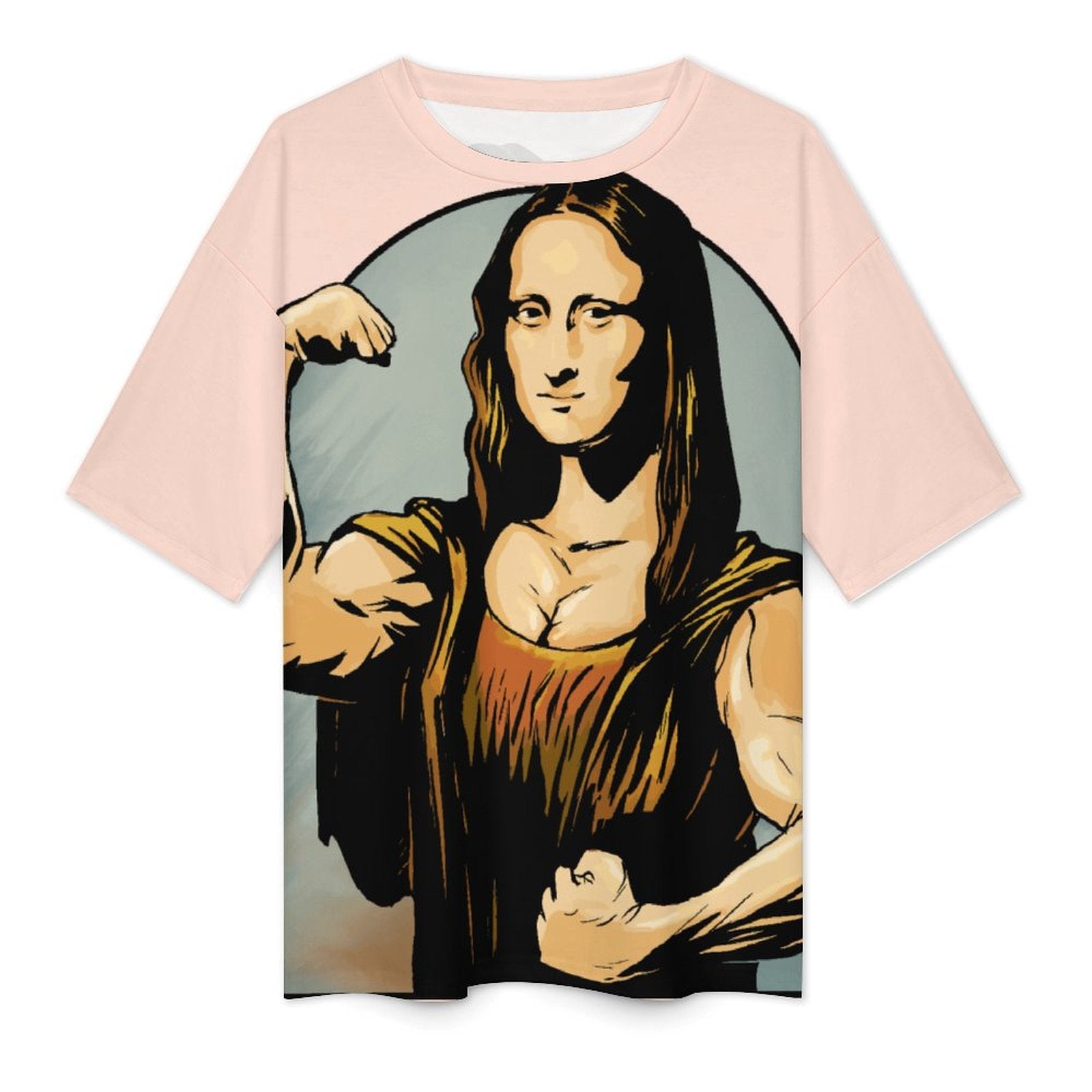 Women's Beefed Up Mona Lisa Abstract Oversized T-shirt