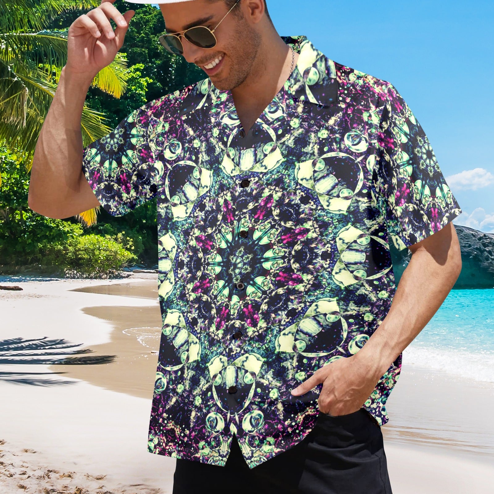 Men's Veyron Sylth Abstract Half Sleeve Shirt