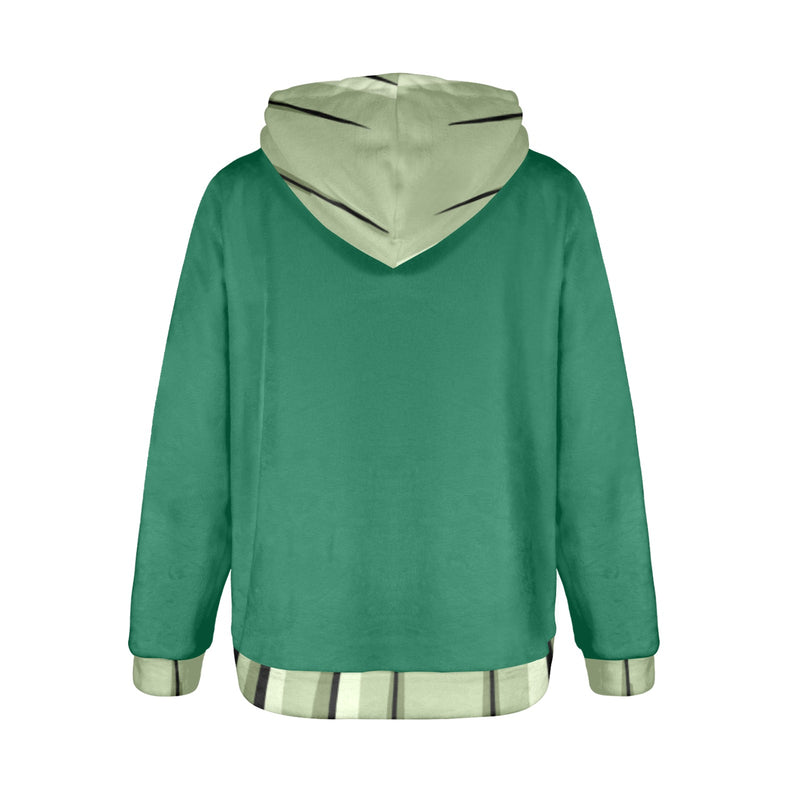 Women's Bottle Green Combo Solid Flannel Hoodie