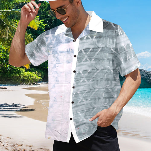 Men's Gray Tie-Dye Abstract Half Sleeve Shirt