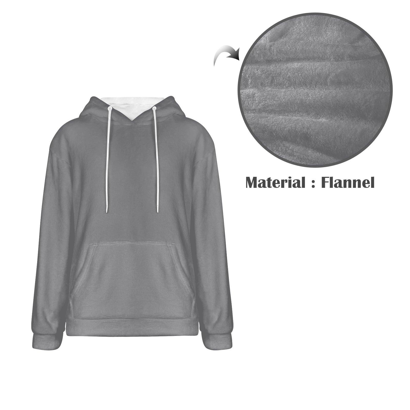 Men's Taupe Gray Solid Flannel Hoodie