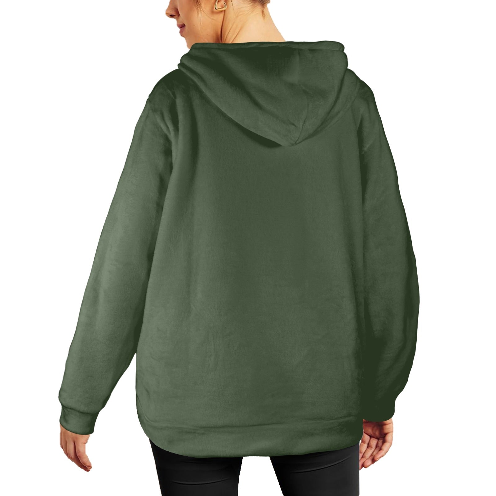 Women's Dark Asparagus Solid Flannel Hoodie