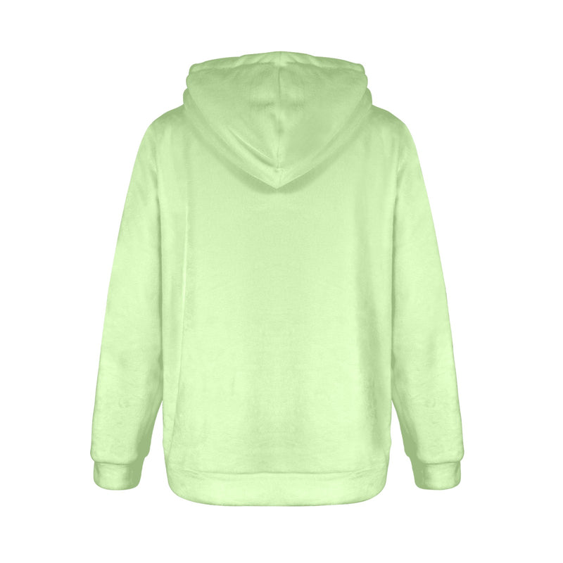 Women's Moss Green Solid Flannel Hoodie