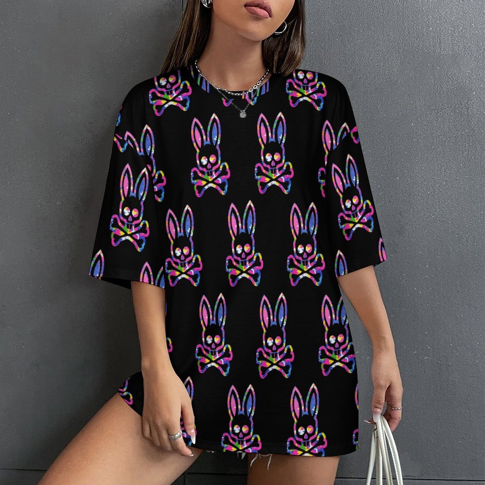 Women's Punk Bunny Streetwear Oversized T-shirt