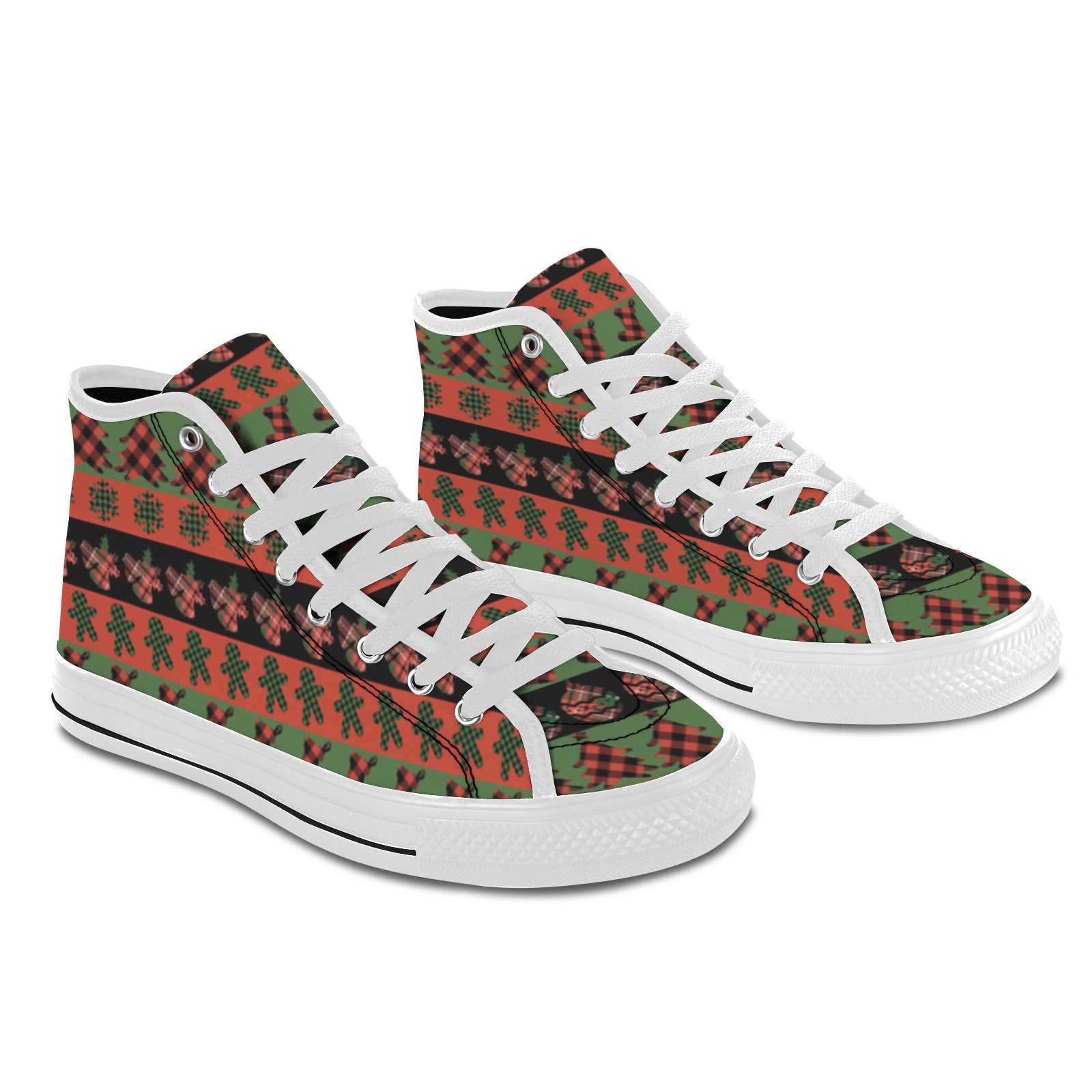 Women's Christmas Stripped Abstract High Top Shoes
