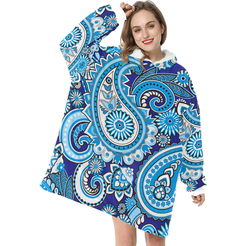 Women's Traditional Asian Elements Paisley Abstract Blanket Hoodie