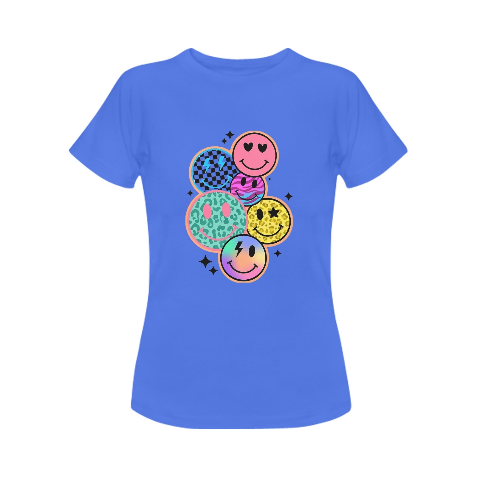 Women's Multi Smile Streetwear Classic Fit T-shirt
