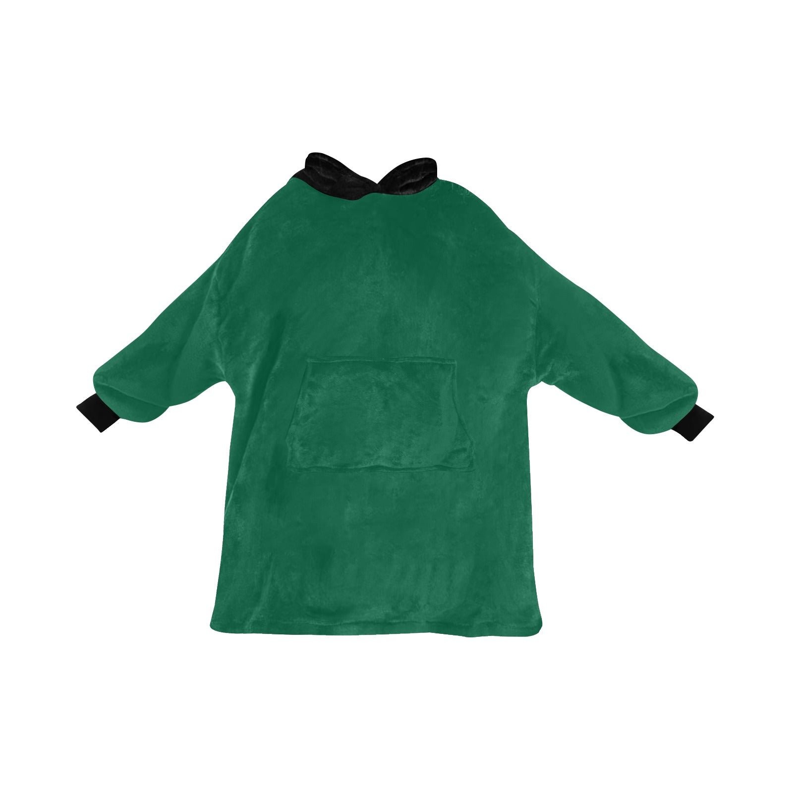Men's Bottle Green & Black Solid Blanket Hoodie