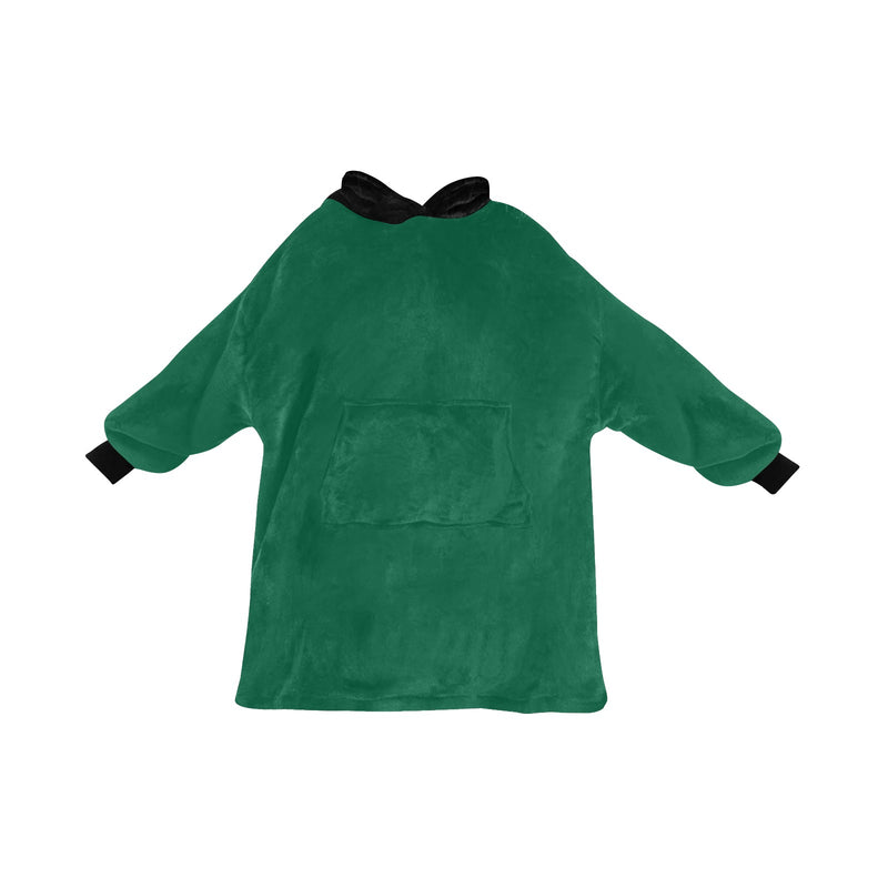 Men's Bottle Green & Black Solid Blanket Hoodie