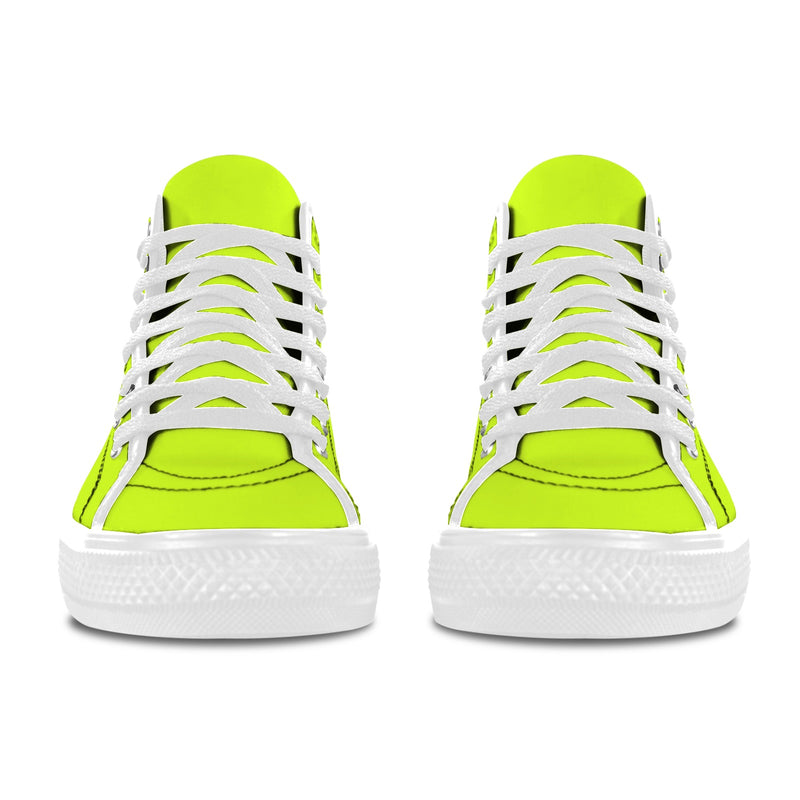 Women's Fluorescent Yellow Solid High Top Shoes