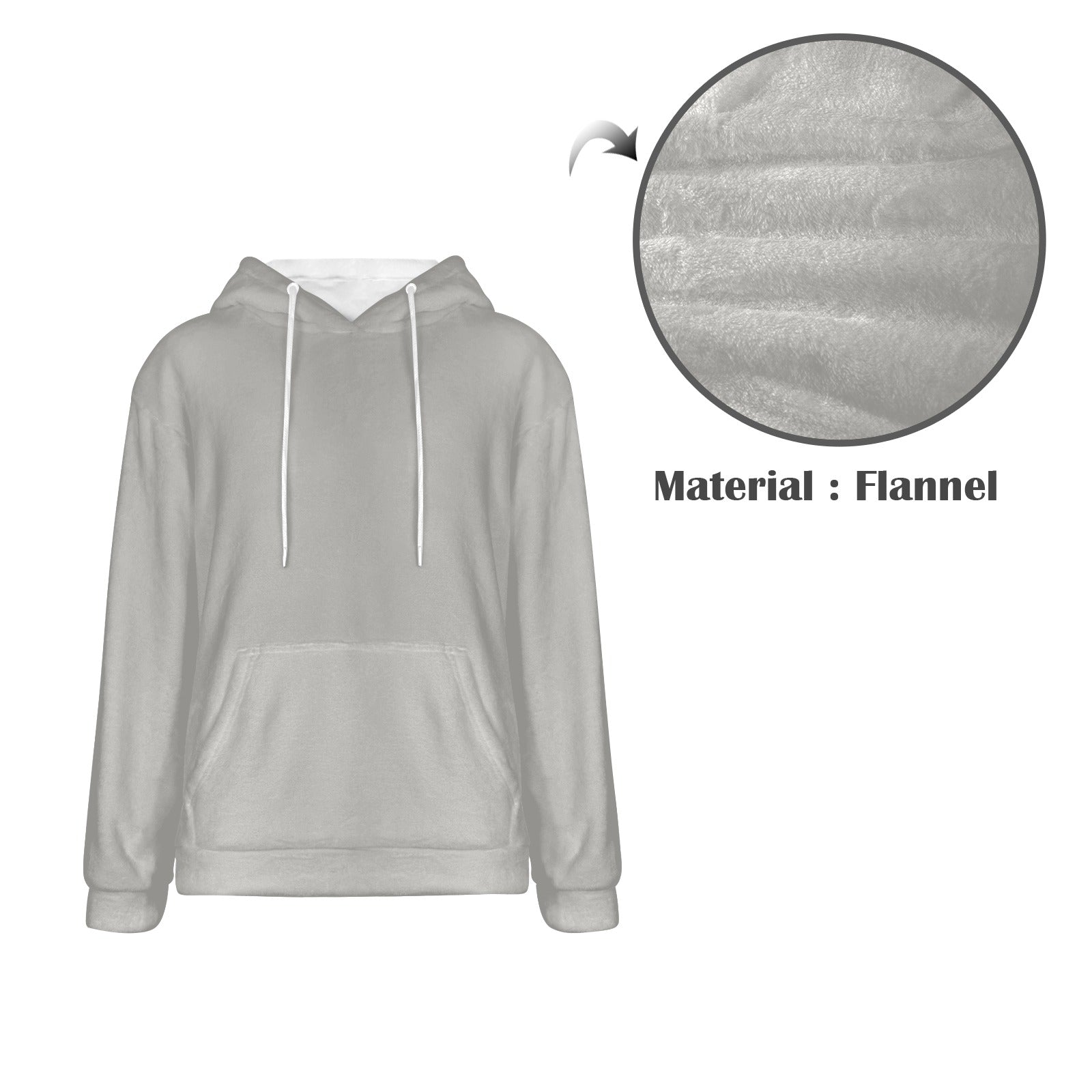 Men's Light Grey Solid Flannel Hoodie