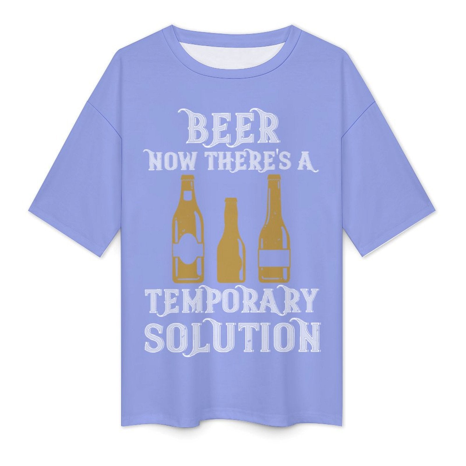 Men's Beer Solution Typography Oversized T-shirt