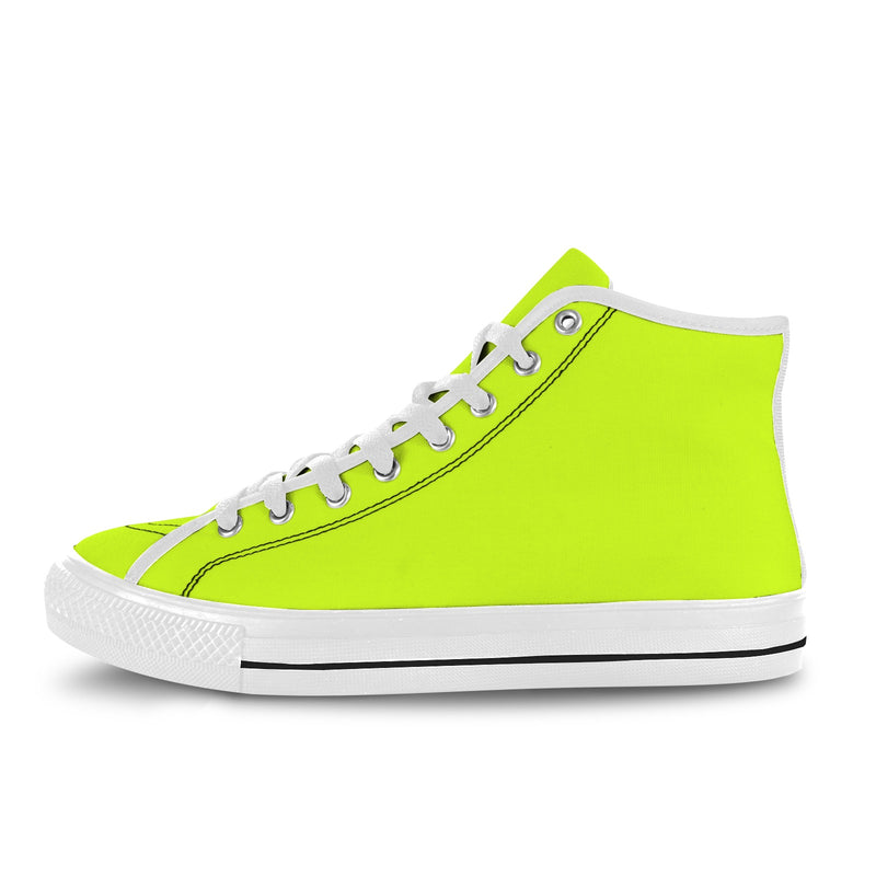 Men's Fluorescent Yellow Solid High Top Shoes