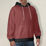 Men's Wine & Black Solid Flannel Hoodie