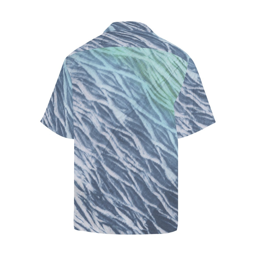Men's Blue Tie-Dye Abstract Half Sleeve Shirt